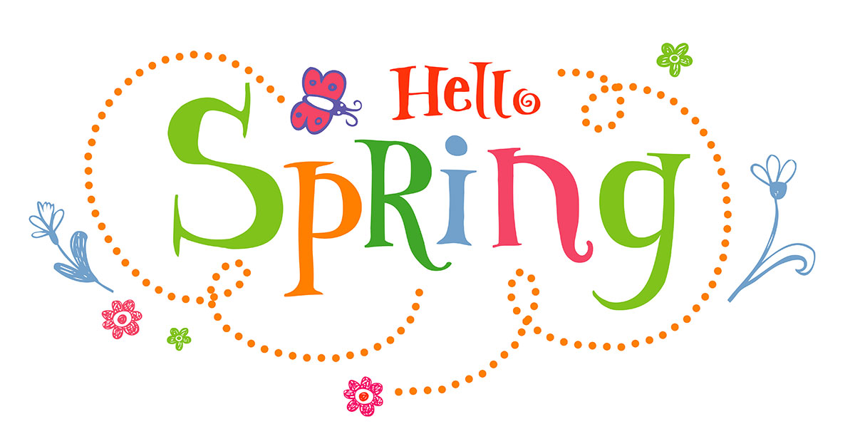 Happy Spring Graphic with flowers and butterflies
